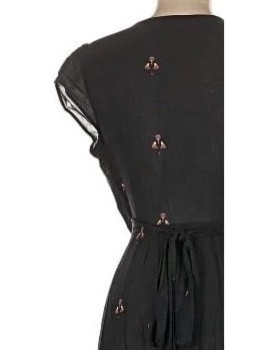 Jens Pirate Booty Black Tie Waist V-Neck Maxi Dress S| Cottagecore Coastal Boho - Picture 9 of 15